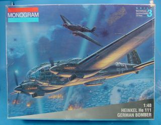 1/48 Scale Monogram 5509 Heinkel He 111 German Bomber Airplane Kit With Mask Set