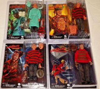 Neca Nightmare Elm Street Freddy Krueger Retro Cloth Cult Action Figure Set Of 4