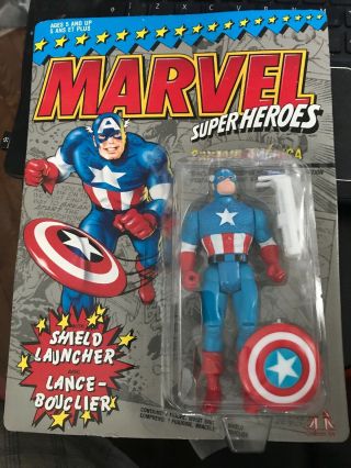 Marvel Superheroes Captain America Action Figure Moc 1990 W/ Sheild Launcher