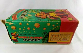 1950 ' s BATTERY OPERATED BUBBLE BLOWING MONKEY TIN LITHO TOY 4