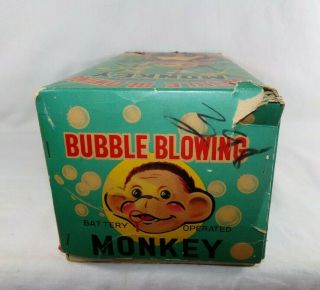 1950 ' s BATTERY OPERATED BUBBLE BLOWING MONKEY TIN LITHO TOY 5