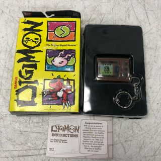 1997 Bandai Digimon Tamagotchi Keychain (brown Color) W/ Box And
