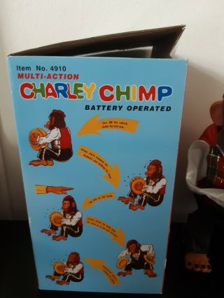 Charley Chimp Battery Operated Toy Screeches Eyes Bulge Clashing Cymbals Battery 2