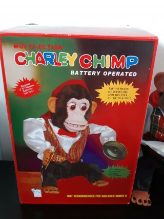 Charley Chimp Battery Operated Toy Screeches Eyes Bulge Clashing Cymbals Battery 4