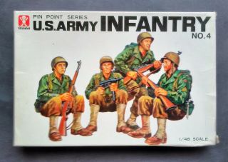 Vintage And Rare 1/48 Bandai U.  S.  Army Infantry No4.  Figures Model Kit
