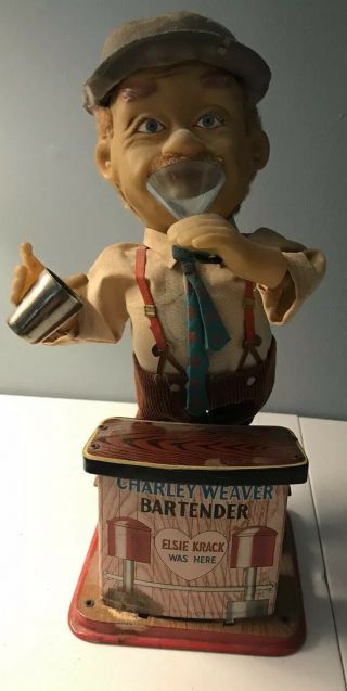 1960’s Charlie Weaver Bartender Tn Trademark - Made In Japan Read