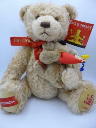 Fao Schwarz Teddy Bear Blond Mohair Jointed 17 " Mwt 10th Anniversary Partick Pup