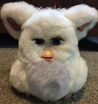 Hasbro 2005 Furby White With Amber Eyes,  Purple Stomach 59294 -