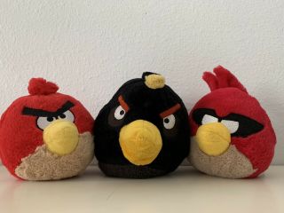 Angry Birds 5 " Red Black Rovio 3 Plush