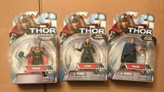 Thor The Dark World Loki,  Battle Hammer Thor,  Lightening Bolt Thor,  Hasbro