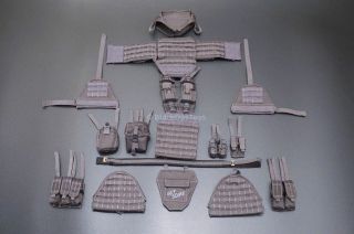 1/6 Scale Zert Amg Sully Complete Wolf Grey Plate Carrier Vest And Belt Set