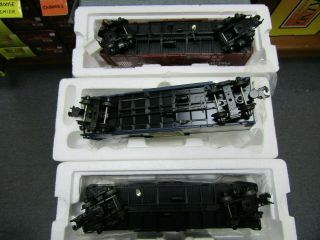MTH 20 - 93613 UP,  20 - 93008 MP,  20 - 93588 SP 40 FT BOXCARS PRE OWNED O GA 3 RAIL 7
