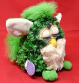 Vintage Green and Black Furby With Green Eyes,  Tags Still Attached, 3