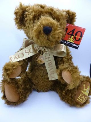 Fao Schwarz Teddy Bear Chocolate1199 Mohair Jointed 17 " Mwt 140 Th Anniversary