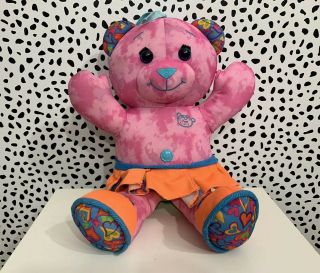 Vintage Doodle Bear Pink Plush Stuffed Animal 90s Toy