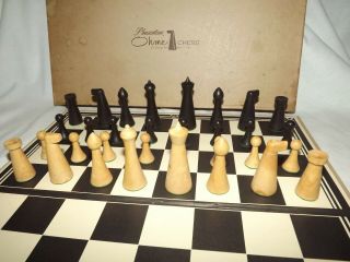 Vintage Herman Ohme Mid - Century Modern Wood Chess Set Complete 1959