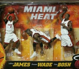 Mcfarlane Toys Nba Miami Heat 3 - Pack Lebron James Dwayne Wade Bosh Nib