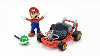 Toybiz Nintendo Mario Kart 64 - Mario,  Complete W/red Kart & Green Shell - Loose