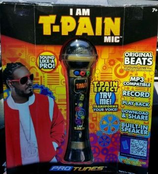 T - Pain Effect Microphone Record Playback Karaoke Voice Change Gold Rap W/ Box