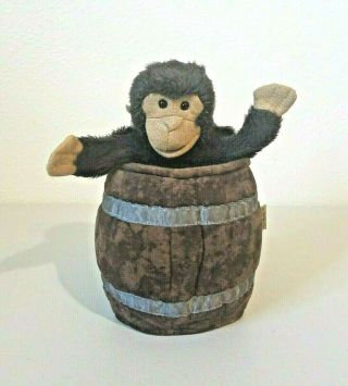 Folkmanis Monkey In A Barrel Hand Puppet Peekaboo Pretend Play Plush