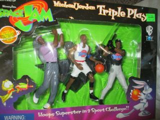 Michael Jordan Triple Play 3 Figure Set Warner Bros Space Jam Playmates 1996