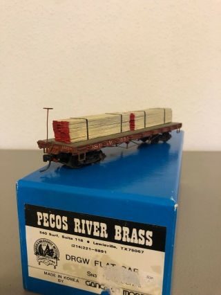Sn3 Brass Pecos River Brass D&rgw Flat Car 1551 - Painted W/ Lumber Load