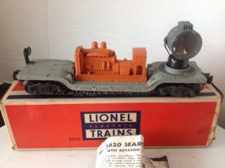 Lionel 3520 Operating Searchlight Car With Box And Instructions
