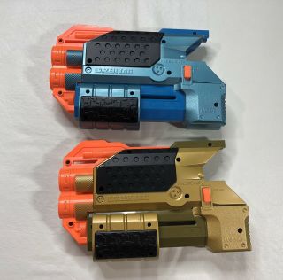 2 Nerf Laser Tag Phoenix Ltx Laser Shotgun Blast Blue And Gold Attachments Tiger