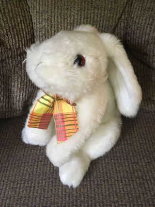 Dan Dee Plush White Bunny Rabbit Collectors Choice Stuffed Orange And Yellow Bow
