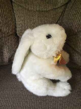 Dan Dee Plush White Bunny Rabbit Collectors Choice Stuffed Orange and yellow Bow 4