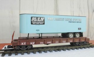 Usa Trains / A.  T.  S.  F.  Flat Car With The Family Lines Piggyback Service Trailer