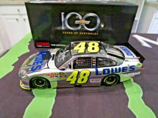 2011 Jimmie Johnson Autographed Signed Chrome 100th Anniversary 1/24 Car.