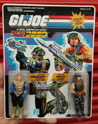 Gi Joe (hasbro 1987) Full Set Of 3 Battle Force 2000 2 - Packs Moc Case Fresh