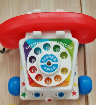 Fisher - Price Wood Chatter Phone 1985 Pull Toy Vintage Retro Telephone W/pull