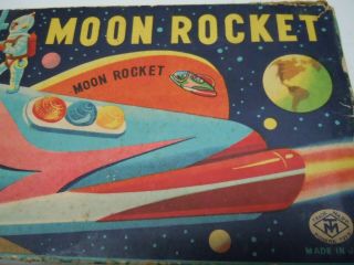 1960s MT/Masudaya Japan Tin Battery Op.  Moon Rocket in Orig.  BOX.  A, .  NR 10