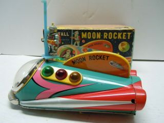 1960s MT/Masudaya Japan Tin Battery Op.  Moon Rocket in Orig.  BOX.  A, .  NR 11
