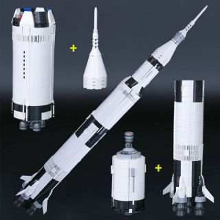 1969pcs Creative The Apollo Saturn V Launch Vehicle Building Blocks 37003