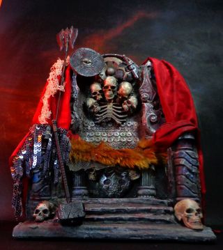 Ooak Custom 1/6 Scale Fantasy Gothic Skulls Throne Diorama,  Warhammer,  Skull