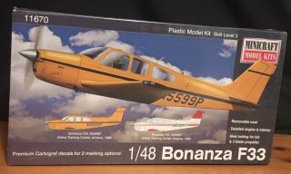 Bonanza F33 100 Complete Unbuilt Plastic Model Kit Minicraft 1:48 Nib