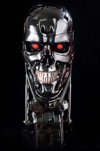 Terminator Arnold T2 T800 Endoskeleton Skull Resin Statue Bust Led