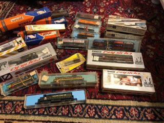 N Gauge Train Set,  W/3 Locomotives - Rivarossi,  Atlas,  Arnold,  Revel Cars
