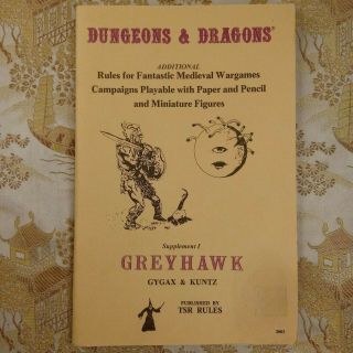 1979 Dungeons & Dragons Greyhawk Supplement 1 D&d 2003 Tsr Gygax & Kuntz 12th
