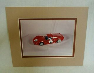 Wow Framed Color Photo Of 1960`s Cox Ferrari Dinoracha 1/24 Slot Car