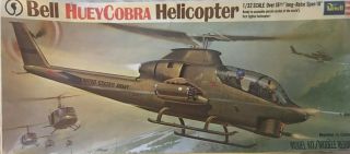 Vintage 1967 Revell 1/32 Bell Huey Cobra Helicopter Model Kit Vietnam