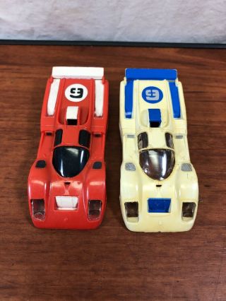 2 Vintage Toy Model Race Cars Red And White 6 Slot Car Bodies Aurora Afx