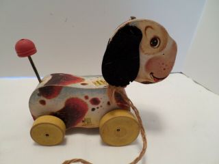 Vintage 1954 - 1956 Fisher Price Pull Toy 465 Woofy Wagger