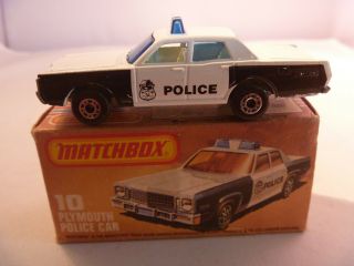 Vintage Lesney Matchbox Boxed Superfast Plymouth Police Car Mega Factory Error