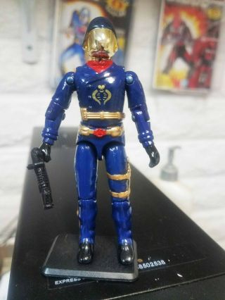 Custom G.  I.  Joe Hasbro Dark Blue Gold Mickey Cobra Commander W/ Pistol