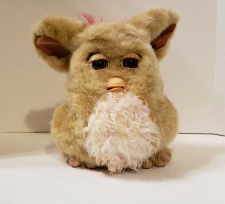 2005 White Brown And Pink Furby W Green Eyes Large 9 ".
