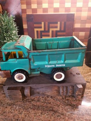 1960s Vintage 13.  5” Structo Hydraulic Dumper Dump Truck Green USA 3